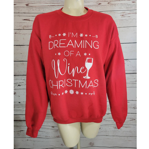 Pullover Sweatshirt S4E Red I'm Dreaming of a Wine Christmas Size Medium - Picture 1 of 8